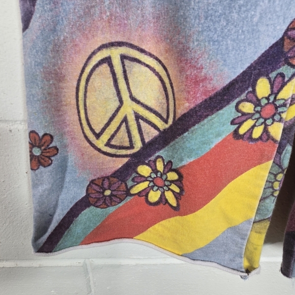 Vtg Lucky Brand Wide Leg Peace Love Printed Sweatpants Rare Htf - Picture 11 of 12